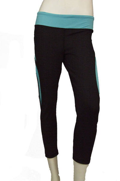 Curves Premium Capri 3/4 length Teal Black
