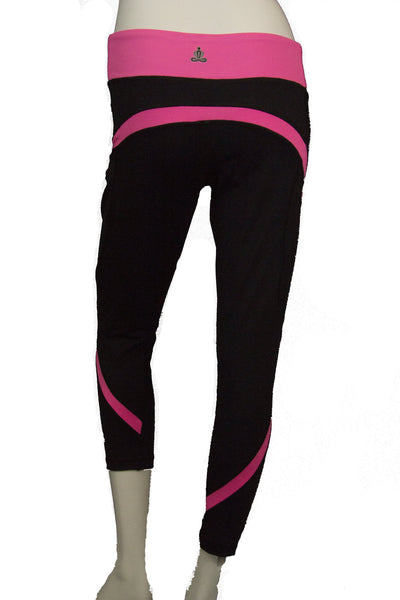 Curves Premium Capri 3/4 length Pink Black