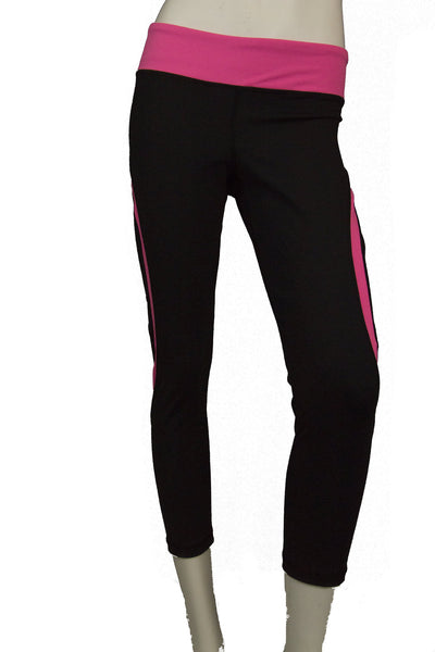 Curves Premium Capri 3/4 length Pink Black