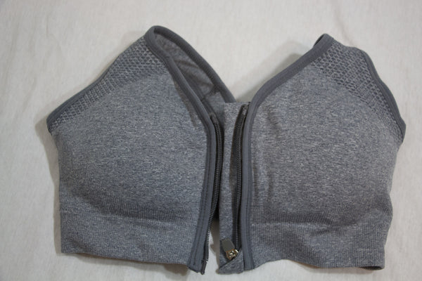 Action front zip up sports bra - Charcoal Grey