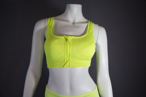 Buudah Stylistic front zip up sports bra - Neon Yellow