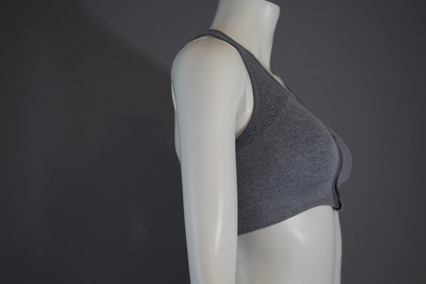 Action front zip up sports bra - Charcoal Grey