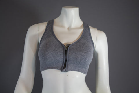 Action front zip up sports bra - Charcoal Grey